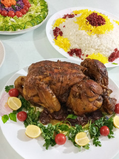 عکسی از دستور مرغ شکم پر