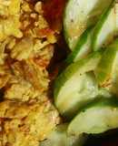 Scrambled eggs and stir fried cucumber
