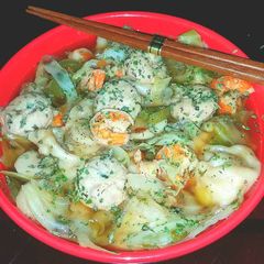 Mike's Asian Chicken Dumpling Soup With Shrimp A picture of Mike's Asian Chicken Dumpling Soup With Shrimp.