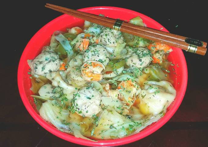 Steps to Prepare Any-night-of-the-week Mike&#39;s Asian Chicken Dumpling Soup With Shrimp