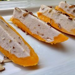 A picture of Mango stuffed kulfi.
