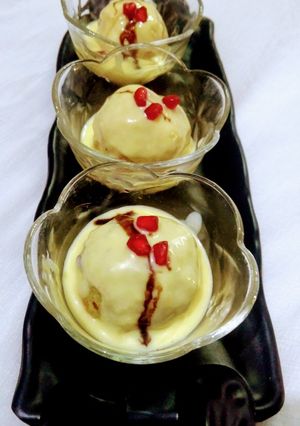A picture of Fruity custard balls.