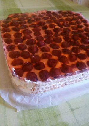 Gyümölcsös rakott keksz - sütés nélkül recept fotója