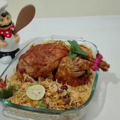 A picture of Lahori Chargha with Masala Rice.