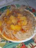 Fideos con salsa con la carne que sobró del asado 🤤 💅🙌