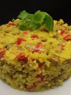 Una foto de Timbal de coliflor y carne picada(falso cuscús)