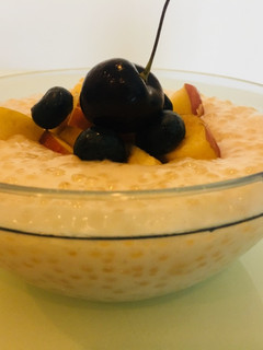 A picture of Vegan sugarfree Sago pudding.