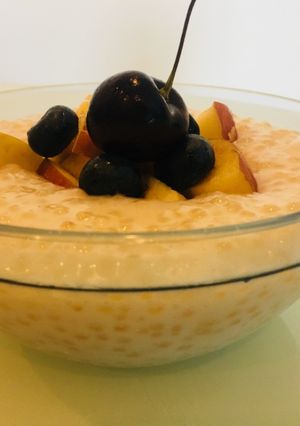 A picture of Vegan sugarfree Sago pudding.