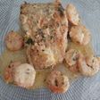 Salmón al horno con langostinos y limón