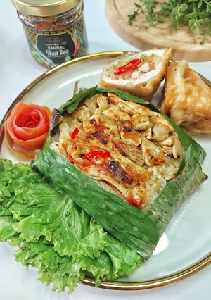 Foto resep Nasi bakar ayam jamur sambal roa