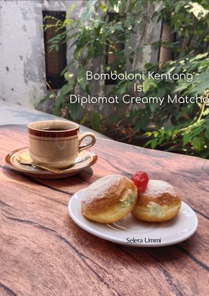 Foto resep Bomboloni Kentang Isi Diplomat Creamy Matcha