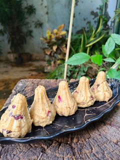 A picture of Rasmalai coconut Modak.