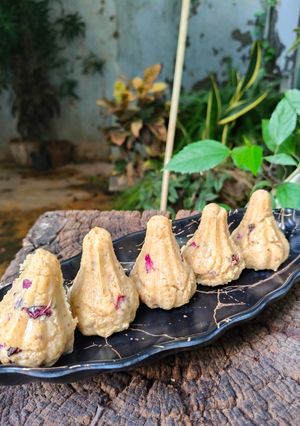 A picture of Rasmalai coconut Modak.