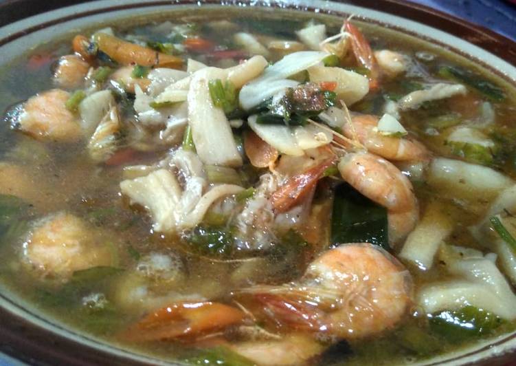 Jamur tiram udang kuah seger