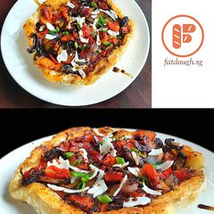 A picture of Jamie Oliver's Reverse Puff Pastry Pizza.