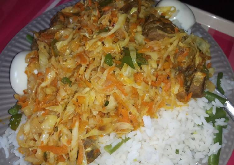 White rice with liver and veggies