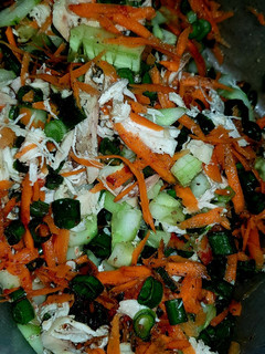 A picture of 3 colour chicken salad.