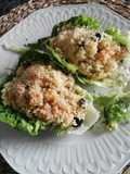 Ensalada de cuscus, mandarina, manzana y vinagreta de mandarina