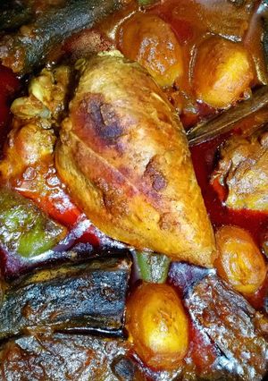 عکسی از دستور خورش دال عدس با مرغ