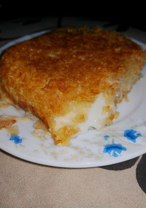 صورة لوصفة الكنافة الخشنة بالقشطة الكذابة 🥧☕