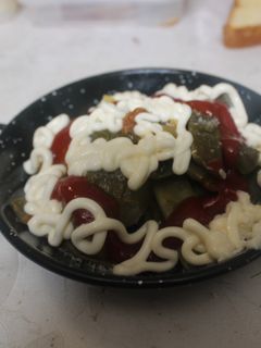 Una foto de Judías verdes y patatas al microondas en sartén individual