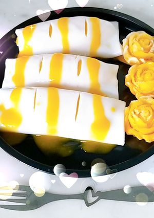 “芒果腸粉”..配。。”芒果冰花” 的食譜成品照片