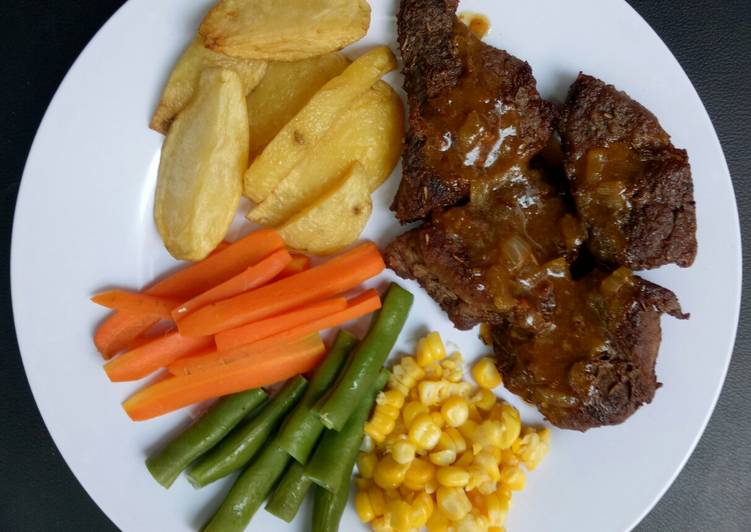 Beef Steak with Brown Sauce