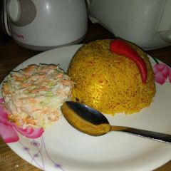 Jallop rice with coslow A picture of Jallop rice with coslow.