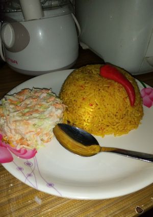 A picture of Jallop rice with coslow.