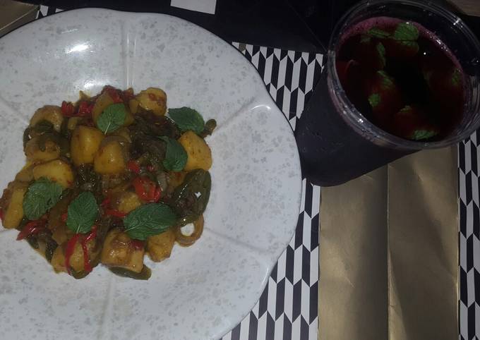 Step-by-Step Guide to Make Jamie Oliver Curried patotoes with zobo drink