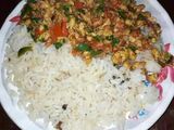 Scrambled eggs and rice