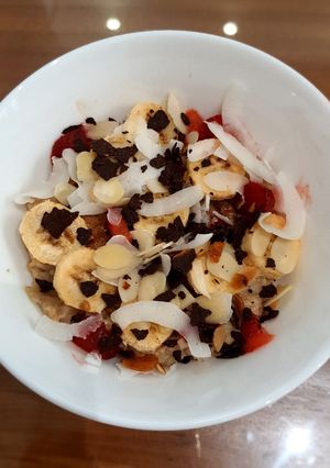 Foto resep Cooked Oatmeal with Banana & Strawberry