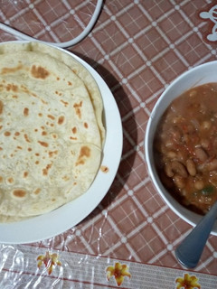 A picture of Milk chapati + beans.