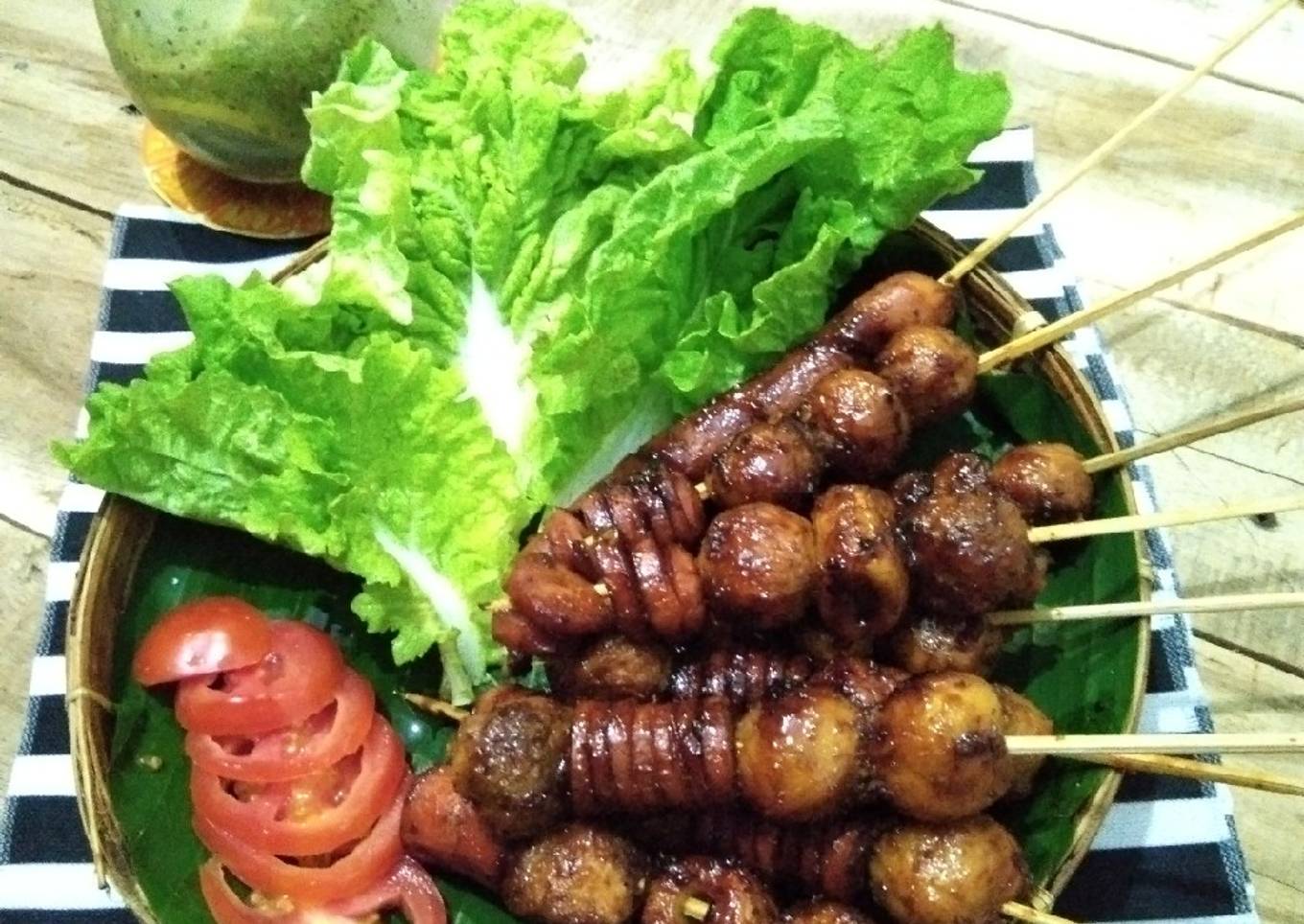 Sate bakar basis (bakso sosis)