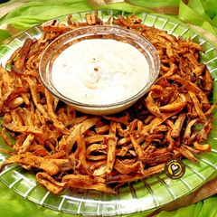Sweet Potato French Fries In Airfryer With Cheesy Dip A picture of Sweet Potato French Fries In Airfryer With Cheesy Dip.