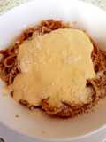 My Quick Spaghetti in tomato juice and homemade Cheese sauce.😀