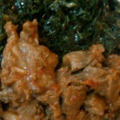 A picture of Wet-fried beef and sukumawiki.