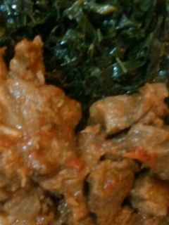 A picture of Wet-fried beef and sukumawiki.