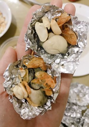 Hình của món Hàu nướng mỡ hành.