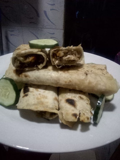 A picture of Home made shawarma.