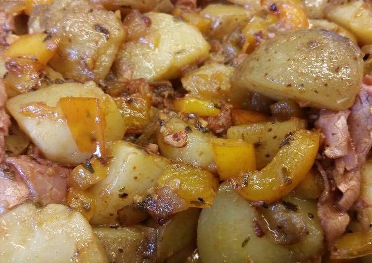 Steps to Prepare Speedy Potato &amp; Pastrami Saute