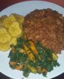 Beans,plantain with vegetable