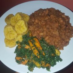 Beans,plantain with vegetable A picture of Beans,plantain with vegetable.