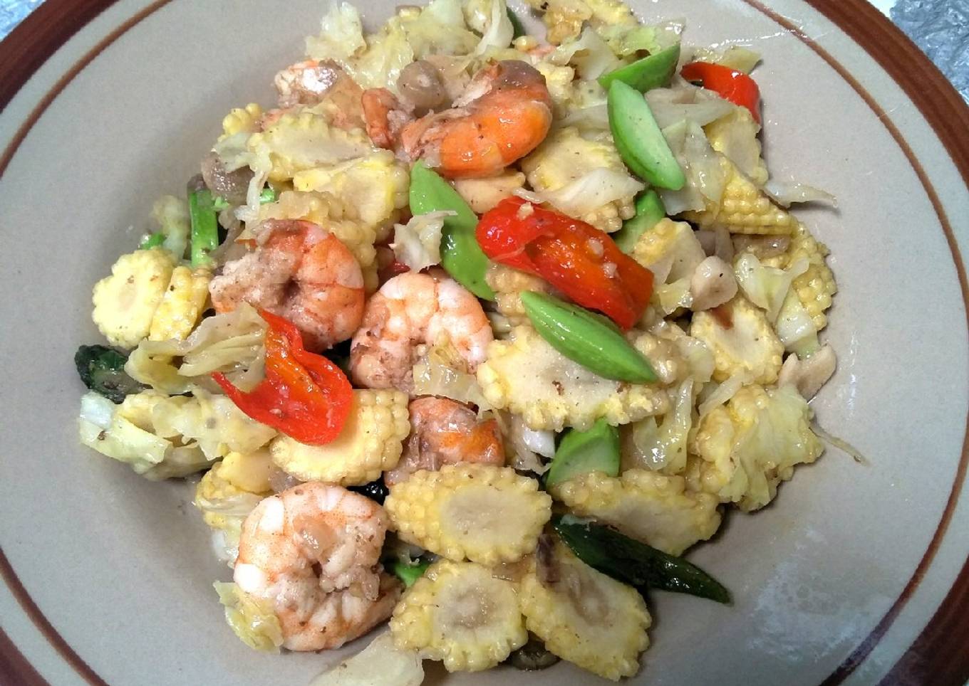 Tumis Udang Jagung Muda