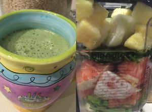 Una foto de Batido verde (Green smoothie) manzana-piña-col rizada 