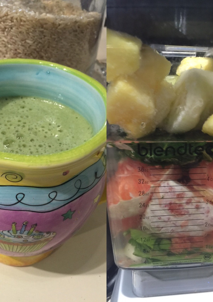 Una foto de Batido verde (Green smoothie) manzana-piña-col rizada 