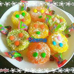 A picture of Colourful sweet bread (Malai peda).