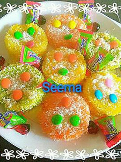 A picture of Colourful sweet bread (Malai peda).