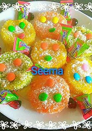 A picture of Colourful sweet bread (Malai peda).