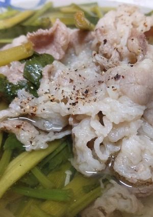 Hình của món Canh rau muống nấu ba chỉ bò.